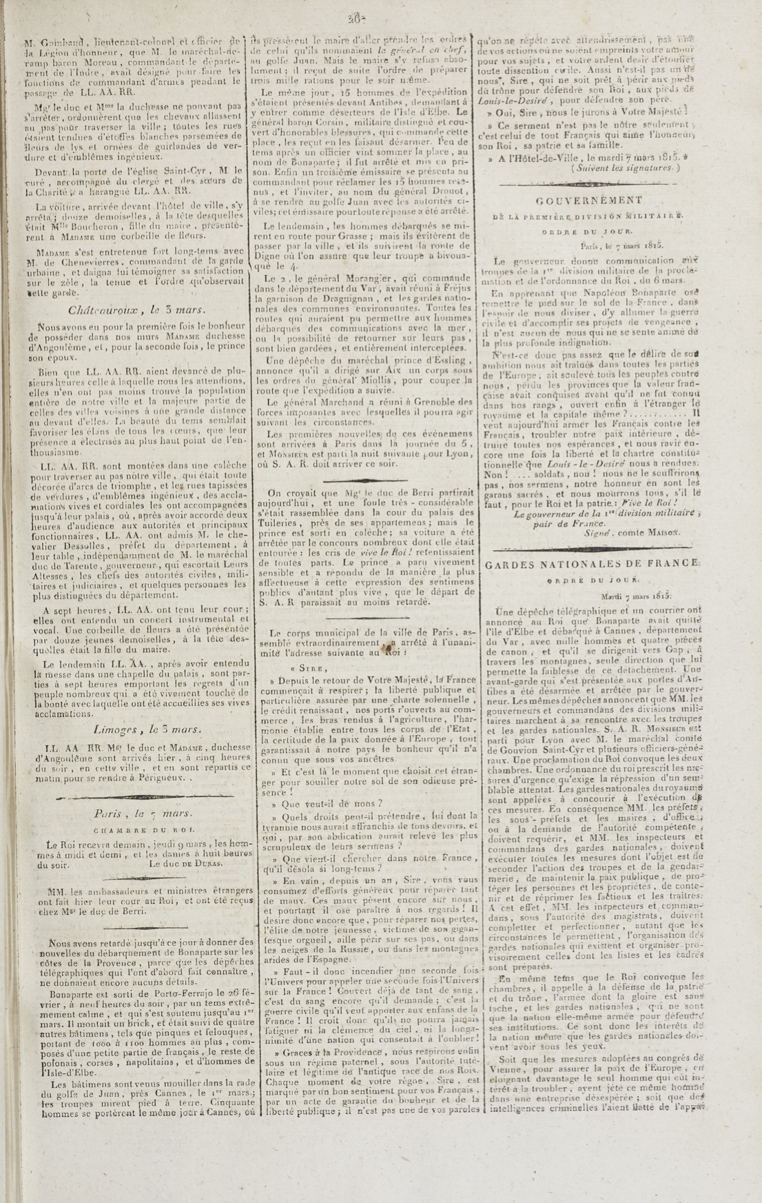 *Le Moniteur universel*, March 8, 1815